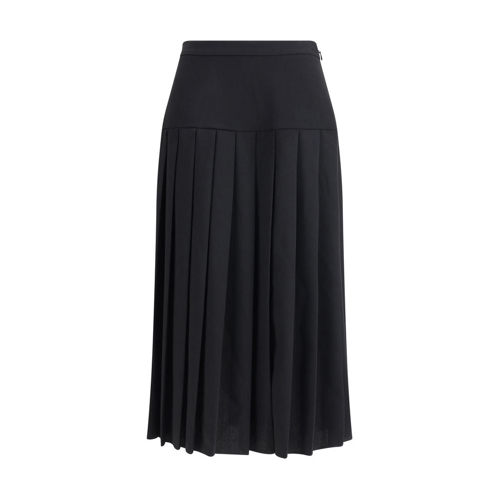 Alessandra Rich Black Fleece Wool Midi Skirt