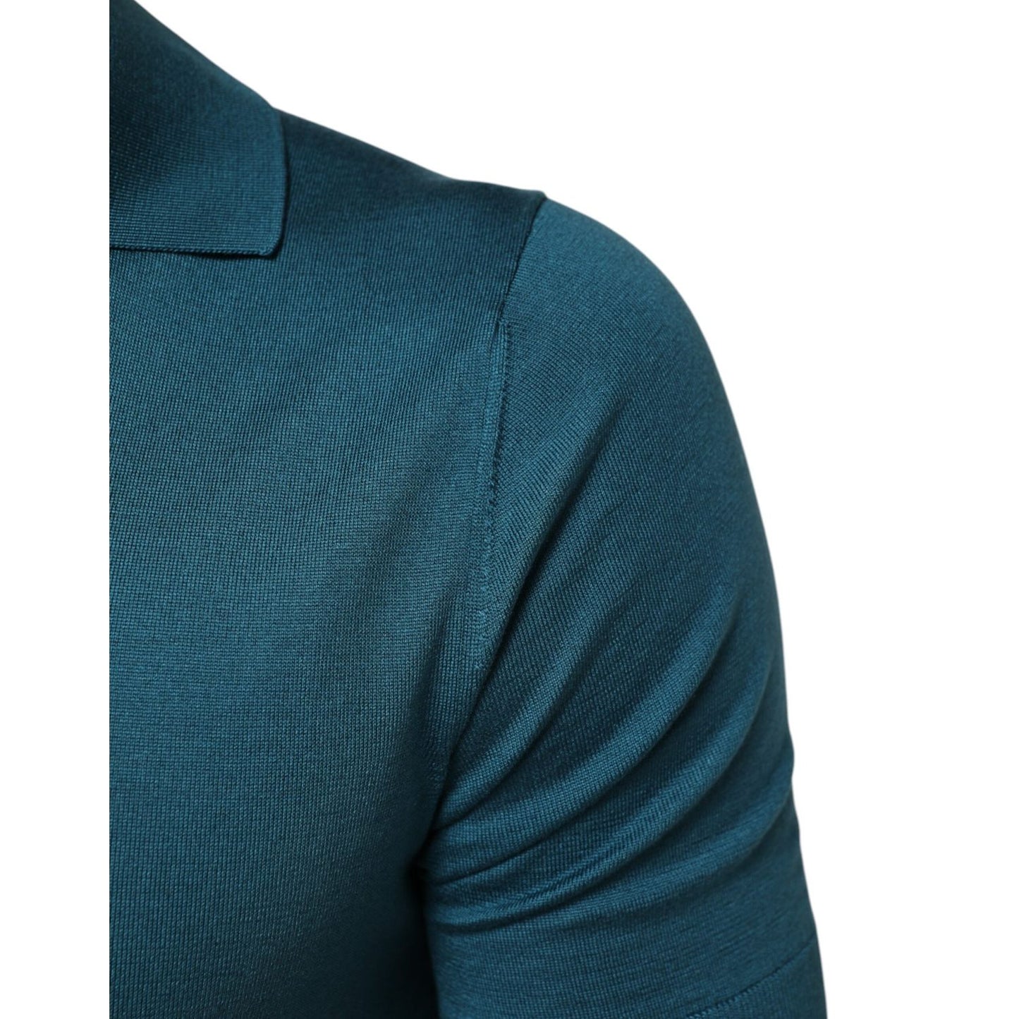 Dolce & Gabbana Teal Blue Silk Collar Short Sleeve Polo T-shirt