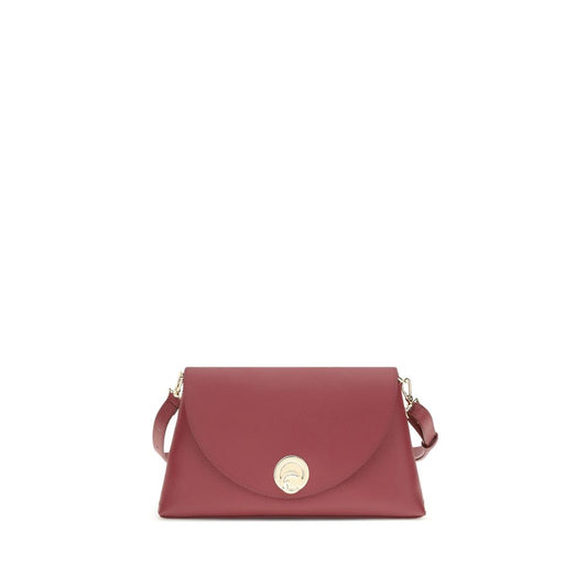 Coccinelle Red Calf Leather Bos Taurus Shoulder Bag with twist lock and adjustable handle