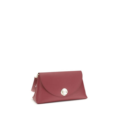 Coccinelle Red Calf Leather Bos Taurus Shoulder Bag with twist lock closure and adjustable handle showcasing elegant design