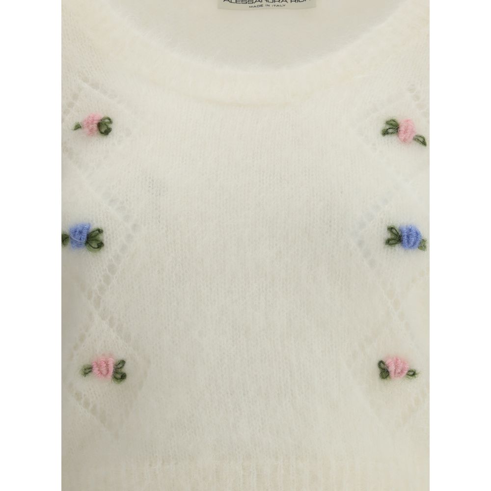 Alessandra Rich White Mohair Sweatshirt