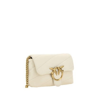 PINKO White Calf Leather Bos Taurus Shoulder Bag