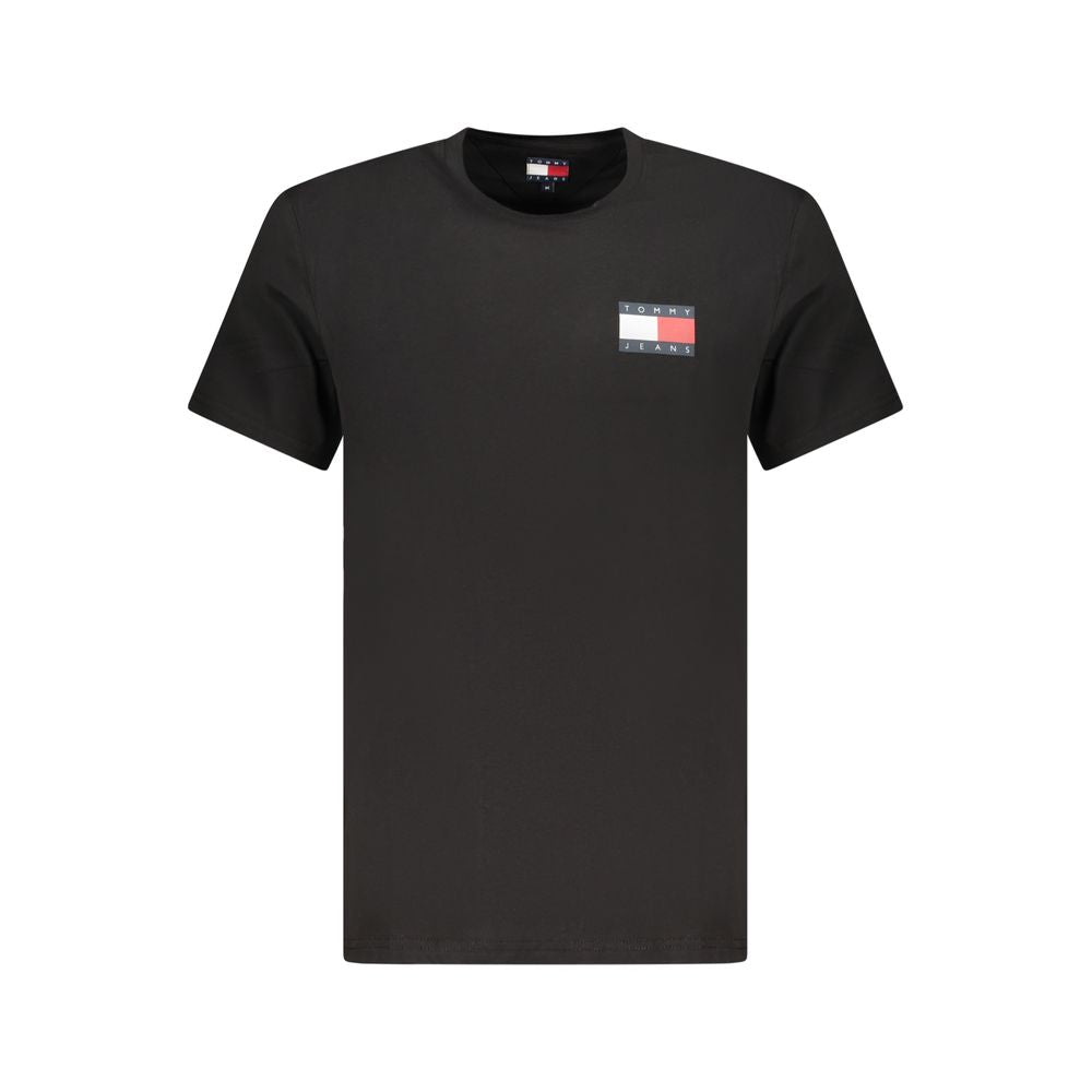 Tommy Hilfiger Black Cotton Men T-Shirt with logo on chest, eco-friendly fabric