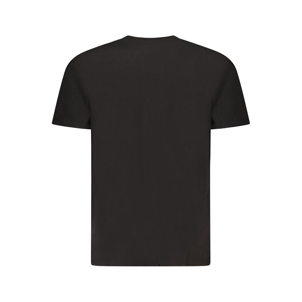 Back view of Tommy Hilfiger Black Cotton Men T-Shirt showcasing sleek design and comfortable fit.