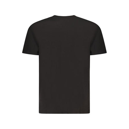 Back view of Tommy Hilfiger Black Cotton Men T-Shirt showcasing sleek design and comfortable fit.