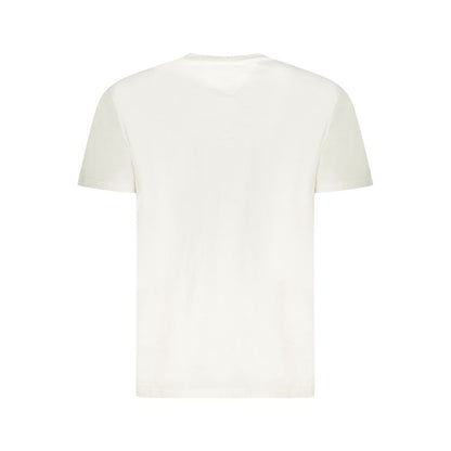 Tommy Hilfiger White Cotton Men T-Shirt, featuring a back view of the sustainable and stylish crew neck design for modern trendsetters.