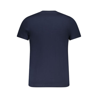 Back view of Tommy Hilfiger Blue Cotton Men T-Shirt showcasing design and color.