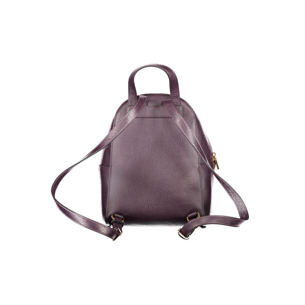 Back view of Coccinelle Purple Leather Women Backpack showing adjustable straps and sleek design