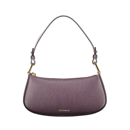Coccinelle Purple Leather Women Handbag with adjustable strap, featuring chic design and iconic logo.