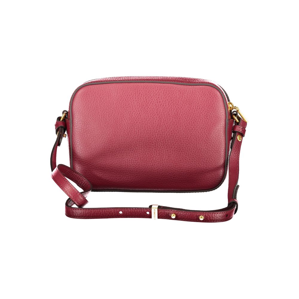 Coccinelle Purple Leather Women Handbag with adjustable strap and twist closure, highlighting Italian craftsmanship and sleek design.