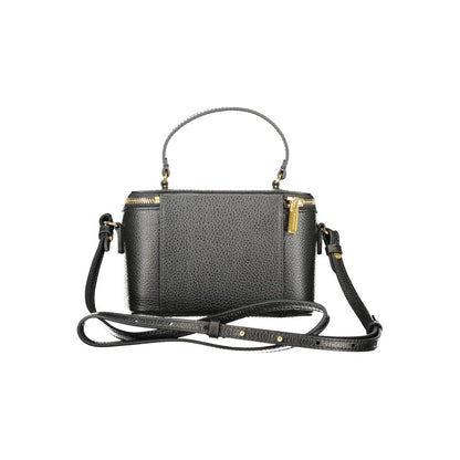 Coccinelle Black Leather Women Handbag with adjustable strap and gold zipper accents, showcasing Italian luxury style and functionality.