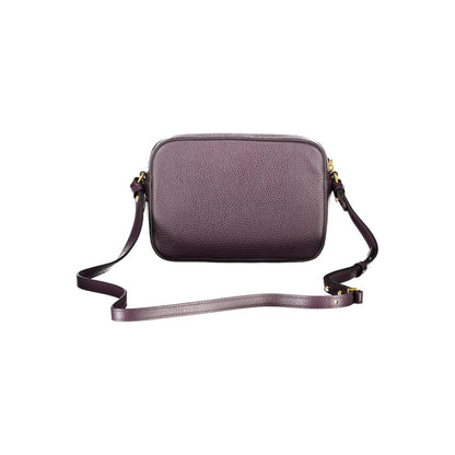 Coccinelle Purple Leather Women Handbag with adjustable strap and organized compartments showcasing Italian craftsmanship.