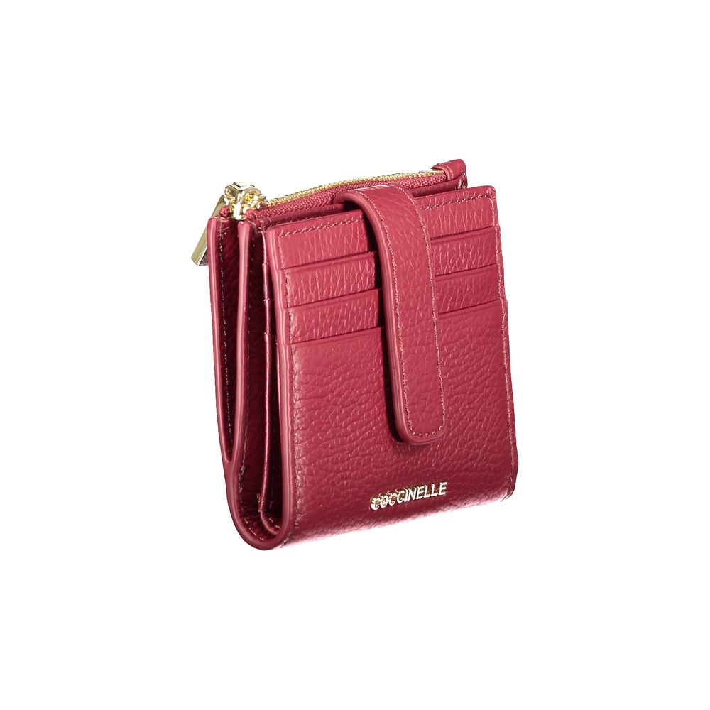 Coccinelle Purple Leather Women Wallet with compartments and card slots, featuring premium design and iconic logo for style and practicality.