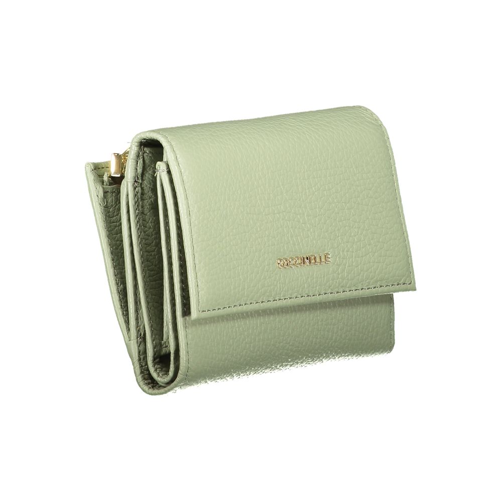 Coccinelle Green Leather Women Wallet with sleek design and multiple compartments for stylish organization.