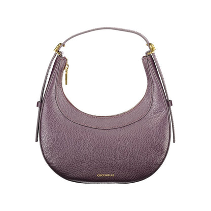 Coccinelle Purple Leather Women Handbag with adjustable shoulder handle and detachable strap, showcasing elegant and versatile design.