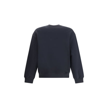 Rear view of Maison Kitsuné Black Cotton Sweatshirt showcasing ribbed hems and sleeves for a refined, comfortable fit.