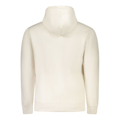 Back view of Pepe Jeans White Cotton Men Sweater with hood, showcasing the eco-friendly design and minimalist style.