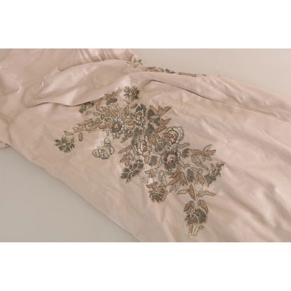 Dolce & Gabbana Beige Sequined Flower Flare Ball Gown Dress