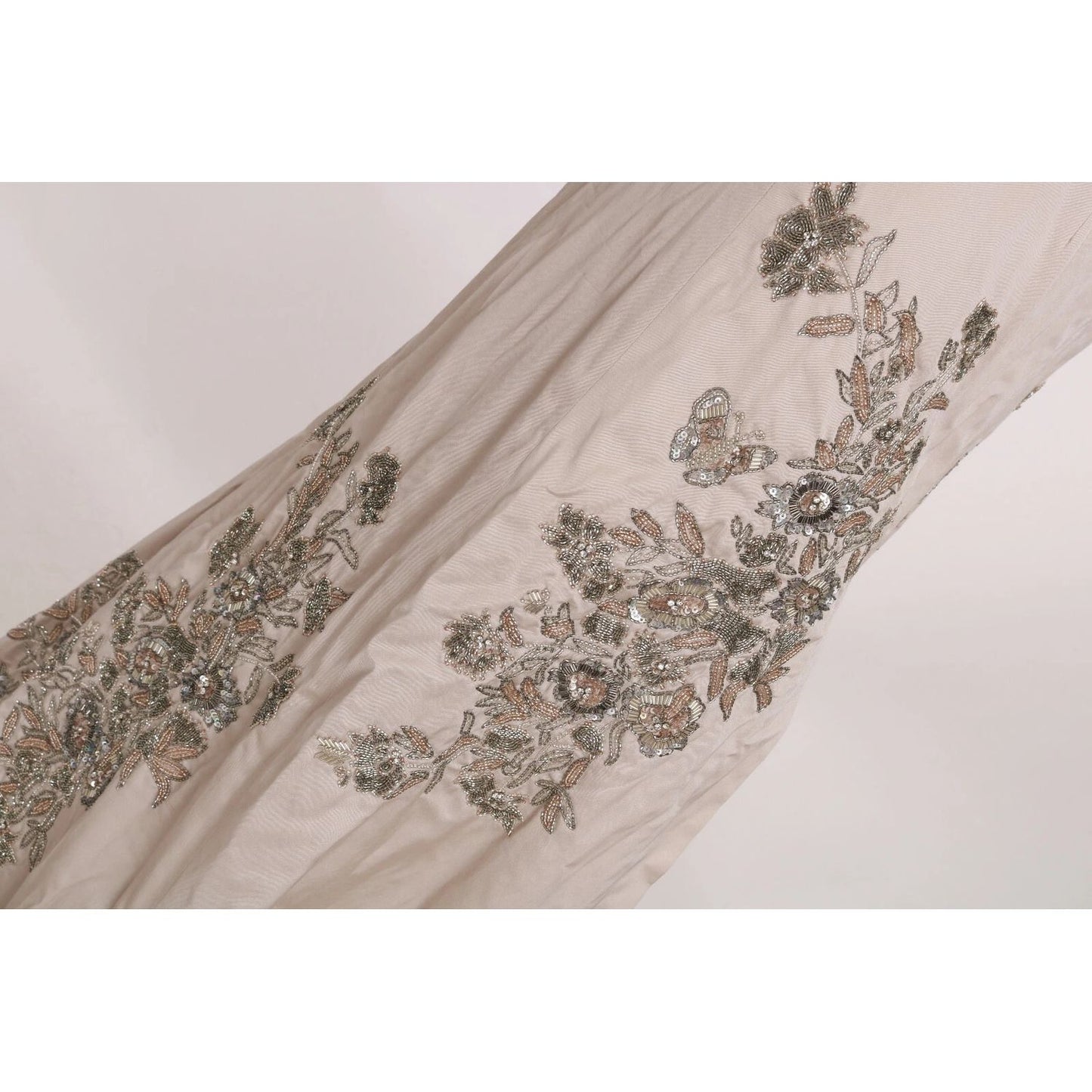 Dolce & Gabbana Beige Sequined Flower Flare Ball Gown Dress