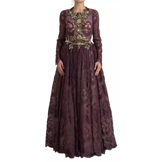 Dolce & Gabbana Purple Viscose Crystal A-Line Gown Dress