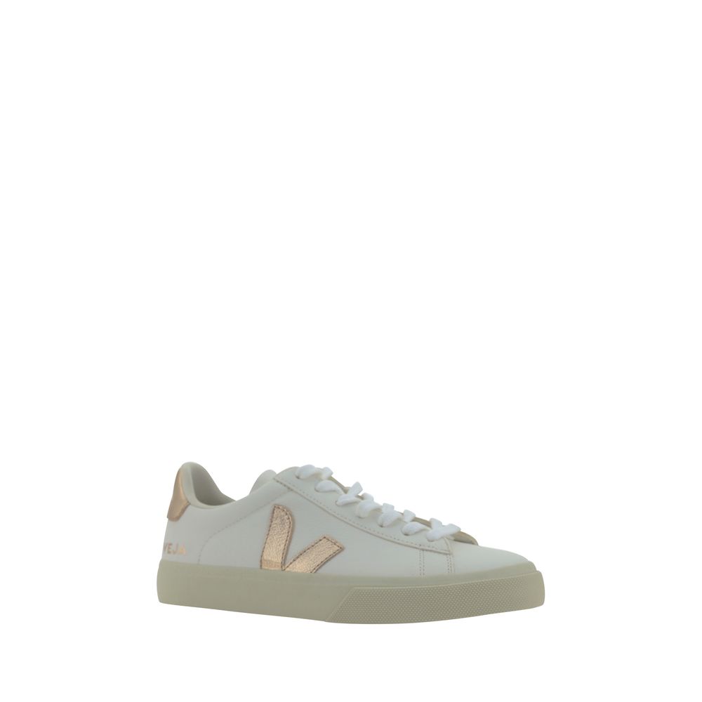 Veja White Calf Leather Bos Taurus Low Top Sneakers with contrasting panels and lace-up front.