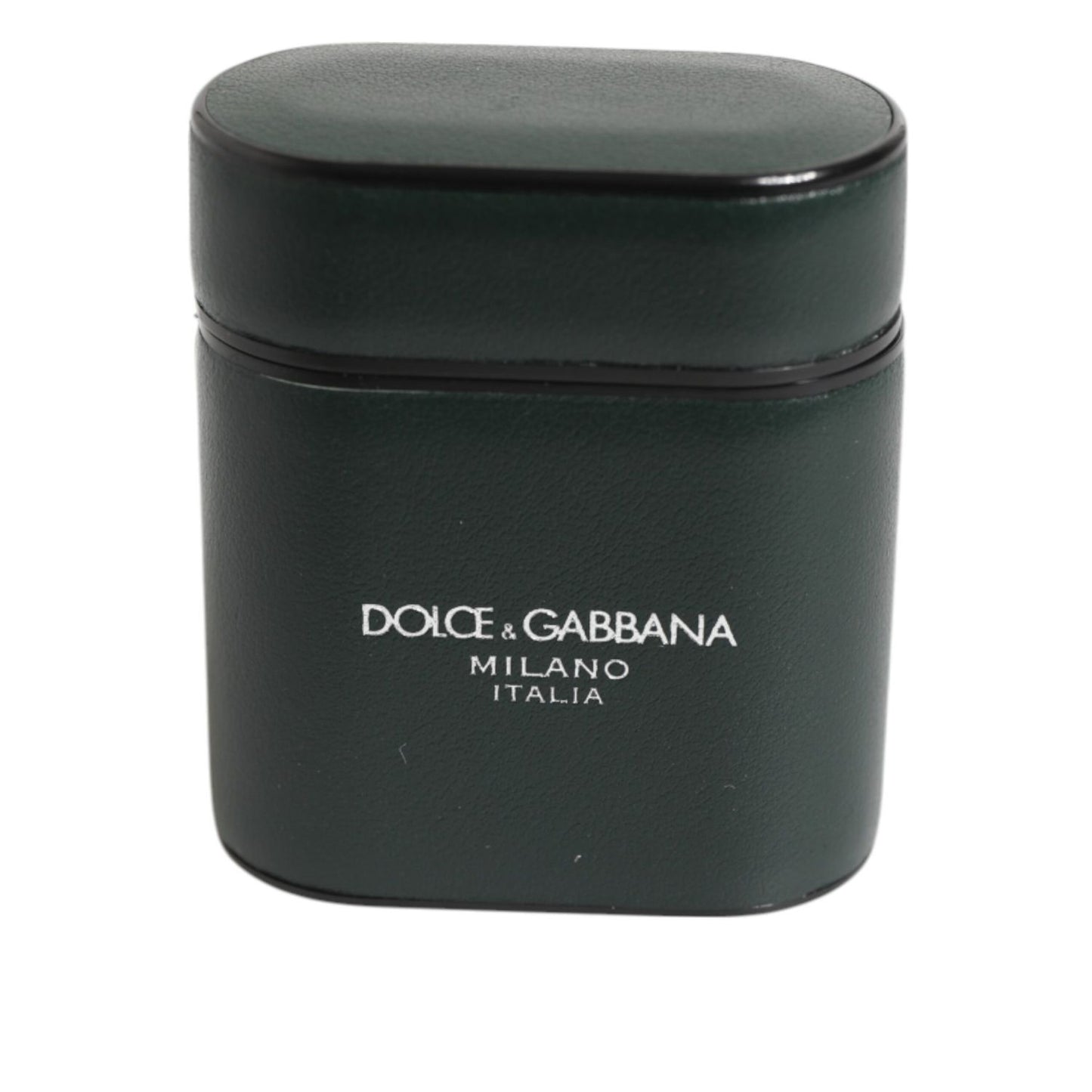 Dolce & Gabbana Army Green Calfskin Leather Logo Flip Holder Airpods Case