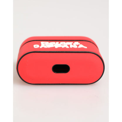 Dolce & Gabbana Red PVC DG Logo Embossed Men Flip Holder Airpods Case