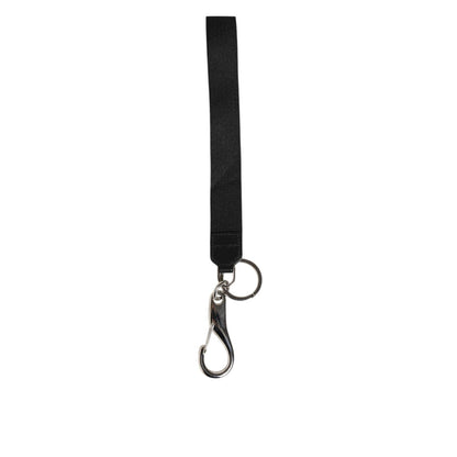 Dolce & Gabbana Black Silver Nylon DG Crown Men's Holder Keychain Keyring
