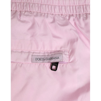 Dolce & Gabbana Pink Nylon Logo Side Stripe Beachwear Men Swimwear