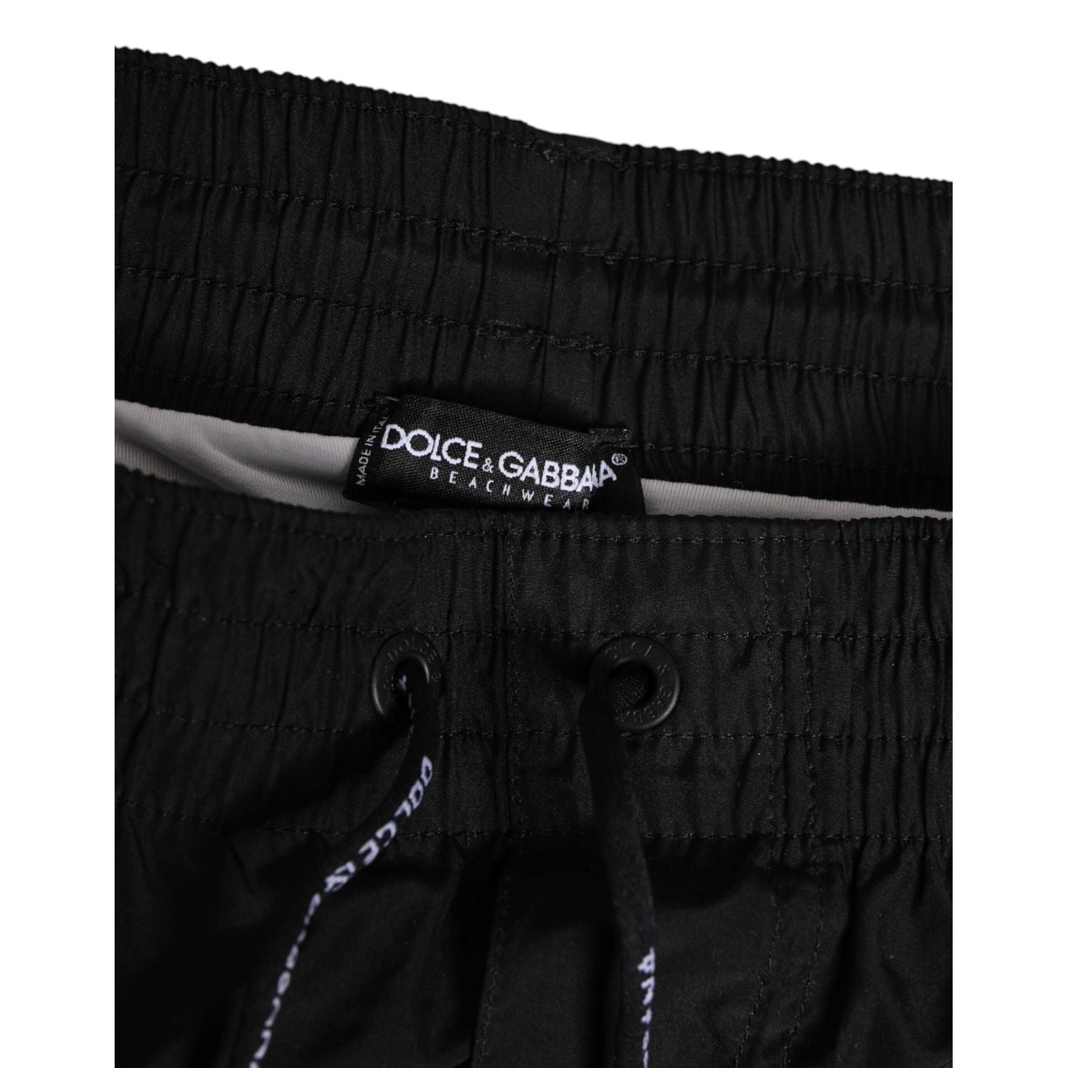 Dolce & Gabbana Black White Striped DG Logo Men Short  Swimwear