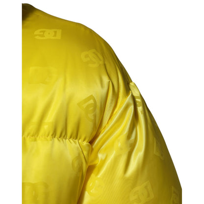 Dolce & Gabbana Yellow Nylon Logo Puffer Bomber Men Jacket