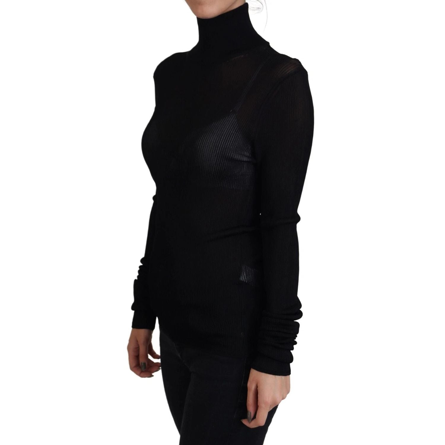 Dolce & Gabbana Black Turtleneck Slim Fit Pullover Sweater