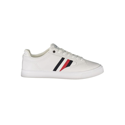 Tommy Hilfiger White Leather Men Sneaker with logo and sleek design