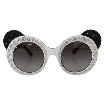 Dolce & Gabbana DG4325BM White Black Acetate Crystal Shades Sunglasses