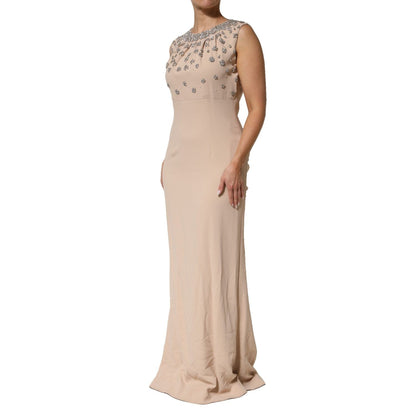 Dolce & Gabbana Nude Ecru Beaded Crystal Embellished Dress