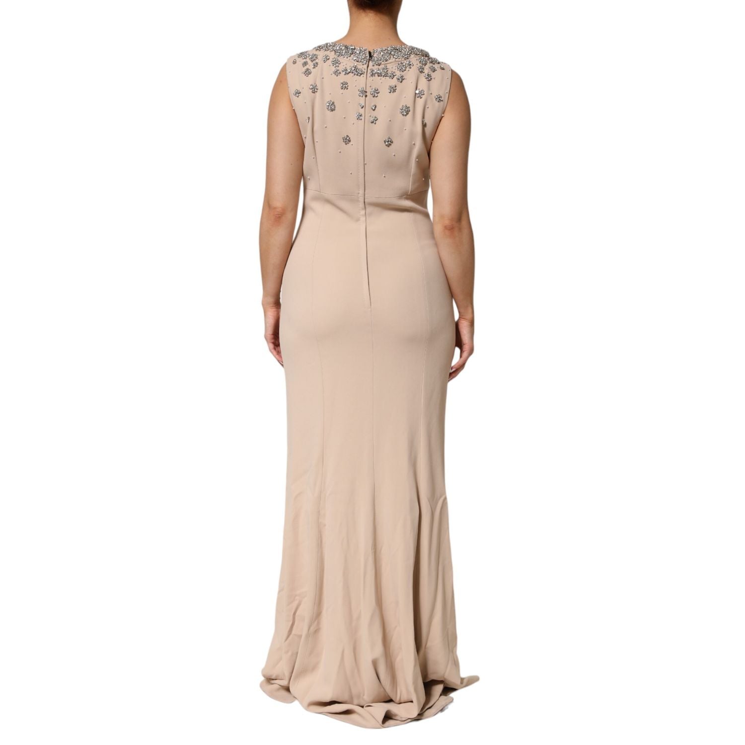Dolce & Gabbana Nude Ecru Beaded Crystal Embellished Dress