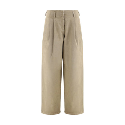 Golden Goose Bicolor Cotton Casual Pants with wide leg design, front zipper, and button closure for a bold, modern look.