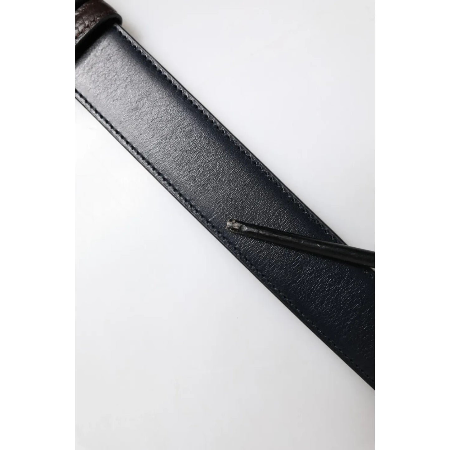 Dolce & Gabbana Blue Brown Leather Buckle Reversible Belt