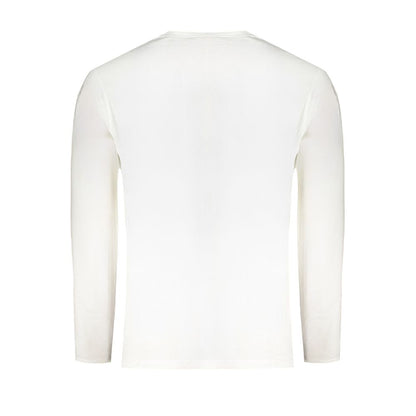 Pepe Jeans White Cotton T-Shirt, long-sleeved, crew neck, 100% sustainable cotton, logo print, regular fit, back view