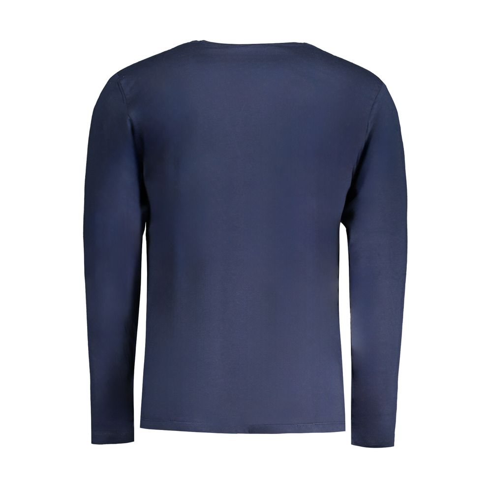 Pepe Jeans Blue Cotton T-Shirt, long-sleeved, regular fit, crew neck, sustainable 100% cotton, back view