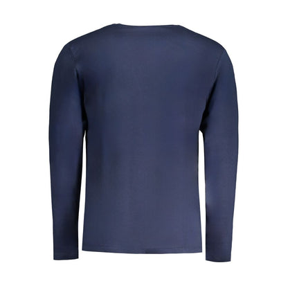 Pepe Jeans Blue Cotton T-Shirt, long-sleeved, regular fit, crew neck, sustainable 100% cotton, back view