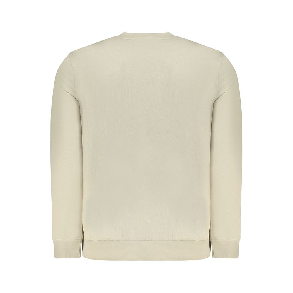 Back view of Hugo Boss Beige Cotton Men Sweater, showcasing soft brushed cotton material and classic crew neck design.