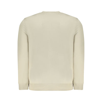 Back view of Hugo Boss Beige Cotton Men Sweater, showcasing soft brushed cotton material and classic crew neck design.