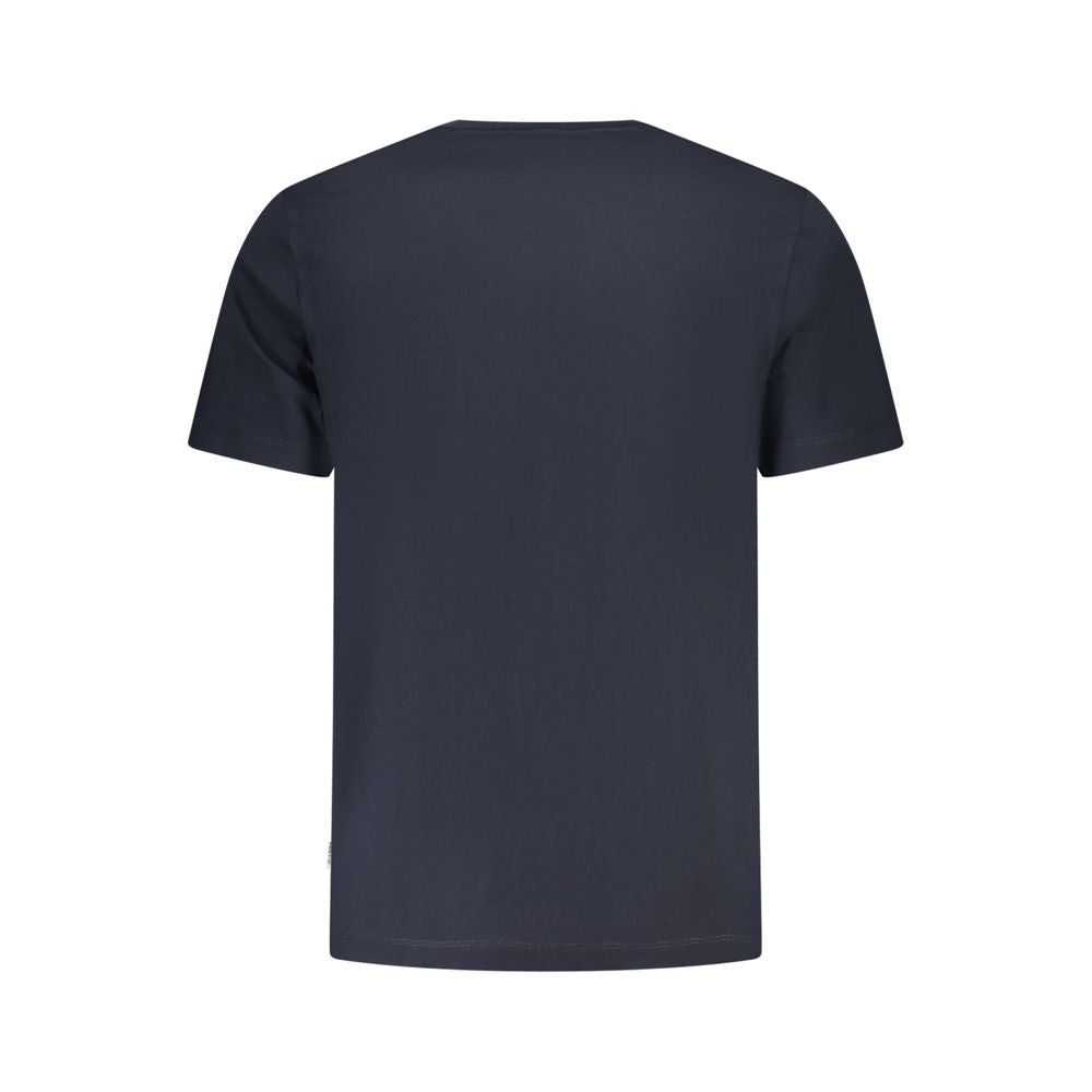 Back view of Guess Jeans Blue Cotton Men T-Shirt showcasing the smooth fabric and impeccable craftsmanship.