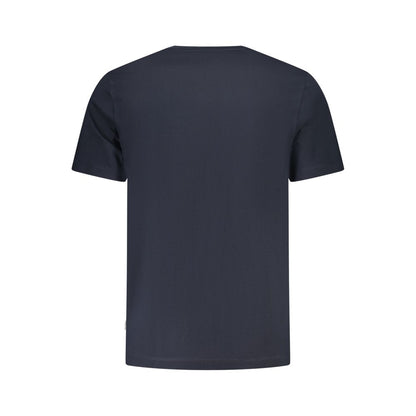 Back view of Guess Jeans Blue Cotton Men T-Shirt showcasing the smooth fabric and impeccable craftsmanship.