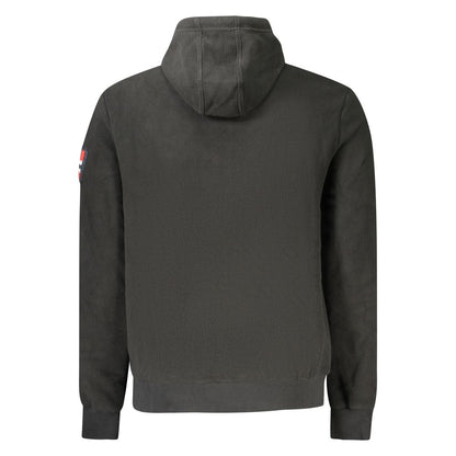 Back view of Norway 1963 Black Polyester Men Sweatshirt with hood and logo embroidery, showcasing premium design and practicality.