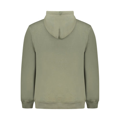 Tommy Hilfiger Green Cotton Men Sweater, back view of hooded design with iconic logo embroidery on sustainable fabric.