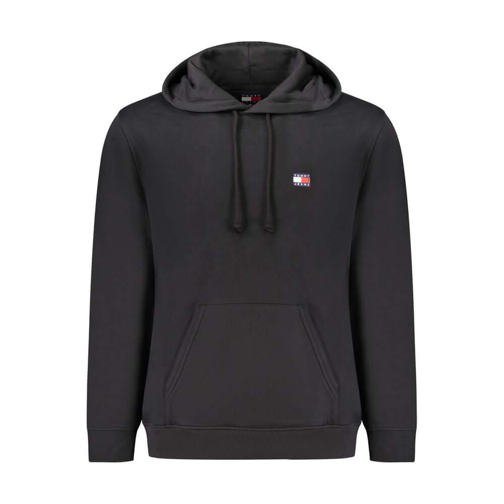 Tommy Hilfiger Black Cotton Men Sweater with hood and embroidered logo