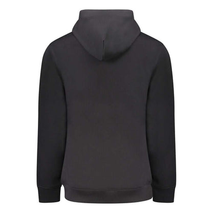Back view of Tommy Hilfiger Black Cotton Men Sweater with hood, showcasing premium design and style.