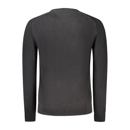 Back view of Tommy Hilfiger Black Cotton Men Sweater showcasing fine craftsmanship and smooth finish.